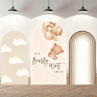 LS Baby Boy Show Arch Backdrop Cover Bear Brown Balloon Star Rainbow Decor Background for Newborn 1st Birthday Party Photobooth