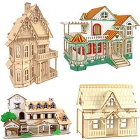 3D Wooden Jigsaw Doll House Villa Model DIY Dollhouse Wood Puzzle Children Educational Toys For Kids Girls Room Home Decoration