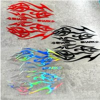 AliExpress NONE 2D Flat SHARK Flame Motorcycle Helmet Stickers, Durable Waterproof Red Vinyl Decals for Helmet & Bike Body