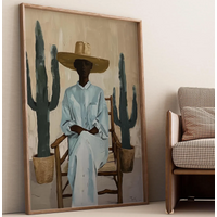 Minimalist Desert Wall Art Print, Southwestern Woman with Cactus Illustration, Modern Boho Style Decor, Digital Download Poster