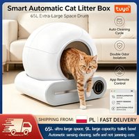 Smart Cat Litter Box 65L Extra Large Capacity Automatic Semi Enclosed Self-Cleaning Cat Toilet Odor Purification System Smart Anti-Pinch Safety Induction Sensor APP Remote Control Automatic Cat Sand