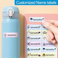 Customized Waterproof Name Labels for School - Personalized Stickers for Kids Lunch Boxes, Backpacks & Bottles, Multilingual