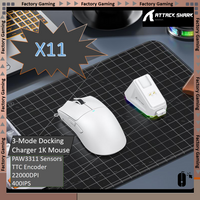 ATTACK SHARK X11 Tri-Mode Lightweight Gaming Mouse,Magnetic Fast Charging,PAW3311,22000DPI,400IPS,40G,and Broadcom BK3633 Master