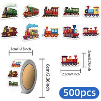 500PCS Train Cartoon Fun Small Pattern Decorative Roll Stickers, Computer Envelope Sealing Stickers, Waterproof Stickers