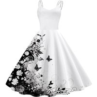 2024 New Vintage Cocktail Dresses 50s Women Sleeveless Knee Length Retro A Line Swing Prom Dress Halloween Cosplay Costume Dress