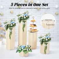 5PCS Foldable Cardboard Column Cylinder, PVC White Cylinder Cardboard Pedestal Stands Set for Party Birthday Wedding Decoration