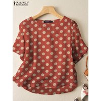 ZANZEA Casual Loose Polka Dot Blouses Women 2024 Summer Half Sleeve O Neck Blusas Mujer Holiday Fashion Everyday Shirt Tops
