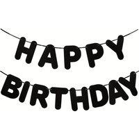 Pre worn Happy Birthday banner - Black Happy Birthday Logo, suitable for background party decoration