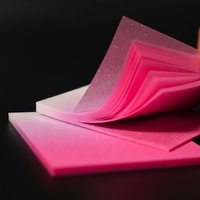 100pcs Pink+Blue Gradient Glitter Semi-Transparent Sticky Notes, Sparkling, Waterproof, Self-Adhesive, Residue-Free, See-Through