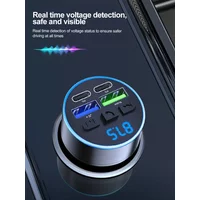 Car FM Transmitter Handsfree Car AUX Radio Modulator MP3 Player with Voltage display 66W Dual PD Type-C USB Super Fast Charge