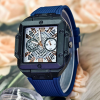 New Fashion Luxury Man Square Hollow Silicone Watch Men Business Quartz Watches Students Sports Wrist Watches Gifts Reloj Hombre