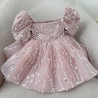 Sparkle Princess Sequined Tulle Flower Girl Dresses First Communion Dresses Birthday Christmas Gift Wedding Party Birthday Show