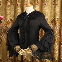 2025 Japanese Gothic Lolita Blouse Female Vintage Elegant Casual Blouses Y2k Women Kawaii Lace Ruffles Flare Sleeve Shirts Tops