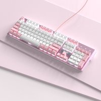 Honte Snow Moon Mechanical Keyboard Wired Girl Pink White Powder E-Sports Game Cute Computer Blue Axis Red Axis Girlish Keyboard
