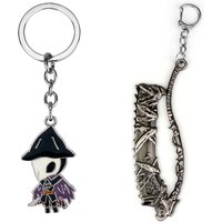 Game Bloodborne Saw Hunter Badge Key Chains Dark Souls 3 Figure Keychains Sun Sollar Fire Keeper Knight Keyring Key Ring Holder