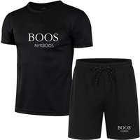 2026 new summer quick drying men's fashion sportswear set, Prin casual breathable short sleeved sports T-shirt+shorts basket