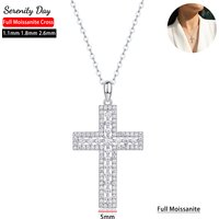 Serenity All D Moissanite Cross Necklace For Women Gift S925 Sterling Silver Sparkling Jesus Pendant Necklace Plated 18K Jewelry