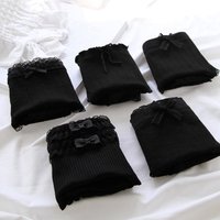 5Pcs/Set Cotton Panties Sexy Lace Underwear Black Style Women's Cotton Lingerie Female Girls Briefs Shorts Pantys Underpants