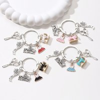 1 Multi-color Sewing Machine Scissors Skirt Enamel Keychain Fashion Classic Sewing Cutting Series Creative Minimalist Style Gift