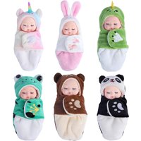 Mini Rebirth Doll Sleep Baby Doll Animal Theme Sleeping Bag Limb Activity Simulation Doll BJD Doll Toy Children's Birthday Gift