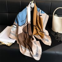 Simple Color Block Printed Silk Scarf 90CM Twill Scarf Versatile Large Square Scarf Sunshade Shawl Headscarf Collection Gift
