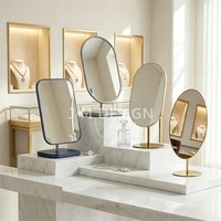 High Definition Luxury Tabletop Jewelry Mirror Stainless Steel Stand Design for Jewelry Store Luxury Beauty Mirror Hot Sale image 4