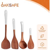 Household Non Stick Pan Special Wooden Shovel&spoon Kitchenware Set SilverColor Handle Ebony Shovel Wooden Spoon Kitchenware Set