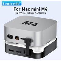 Lemorele USB HUB Docking Station for Mac Mini M4 HDMI DP 4K 60Hz M.2 NVMe SSD Max 10Gbps USB-A&C Ports SD&TF USB Splitter Dock