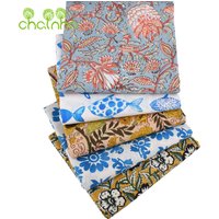 Chainho,Printed Plain Weave Poplin Cotton Fabric,DIY Quilting Sewing Material,Patchwork Cloth,Floral Series,2 Sizes,26PC03