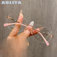 ALICAI Fashion Rimless Glasses Fashion Retro EyewearLuxury Ultra light TR90 Pure Titanium Eyewear Optical Prescription Frames