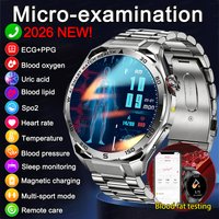 Montre connectée ECG AMOLED pour hommes, montres d'examen micro-physique, pression artérielle, taux de graisse, acide urique, montres connectées avec fonction d'appel pour hommes et femmes, NOUVEAU