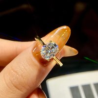 GRA 1.5-2 Carat Brilliant Oval Moissanite Diamond Engagement Wedding Rings for Women 925 Sterling Silver Fine Jewelry
