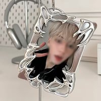 2D 1/4 Photo Card Holder, Silver Electroplated Resin Photo Album Card Holder, 31.9cm × 9.5cm Irregular Photo Frame, Suitable for Photos, Student Id Cards, Id Cards, Bank Cards, Badges, Photo Cards,