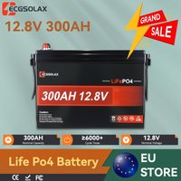 ECGSOLAX 300Ah 12.8V LiFePO4 Lithium-batterij met 300A BMS laagtemperatuurbeveiliging voor thuis-energieopslag, camper, zonne-energie, off-grid kamper