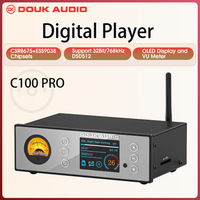 Douk Audio C100 PRO HiFi Bluetooth 5.0 Cyfrowy przedwzmacniacz ESS9038 Wyświetlacz OLED Streamer Odtwarzacz USB DSD512 z miernikiem VU