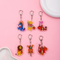 1/6Pcs Disney Halloween Winnie the Pooh Acrylic Keychain Cute Backpack Pendant Bag Charms Accessories Decoration Holiday Gifts