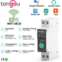 TUYA Smart WiFi MCB Circuit Breaker with Power Metering and Wireless Control (1-63A) for Overcurrent and Undervoltage Protection