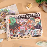 Kawaii Ancient style garden 3D Elegant Pavilion Landscape Sticker book DIY Pocket Cabin Scene festival gift