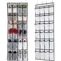 24 Mesh Pockets Shoes Storage Bag Wall-mounted Behind Door Closet Shoe Hanging Rack Organizer Space Saver Sundries Pouch Items