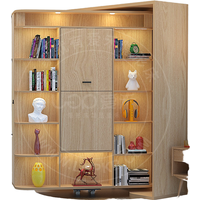 Hidden Wall Bookshelf Murphy Bed with Wardrobe Multifunctional Rotatable Folding Rotating Bed with Desk Wall Beds