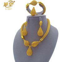 XUHUANG Luxury Hollow Gold Plated Necklace Sets For Women Wedding Dubai African Jewelry Set Indian Jewellery Anniversary Gifts