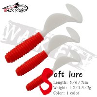 WALK FISH 10PCS 5cm 6cm 7cm Soft Lure Natural Attractant Worm Red White Tails Grub Fishing Lure Soft Bait Fish Bite Real Sens