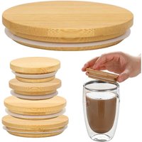52/62/72/80/90/100mm Round Wood Mason Jar Lid Bottle Canning Storage Silicone Sealing Cap Wood Wide Mouth Cover Reusable Jar Lid