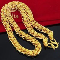 Fylia Jewelry High-end fashion 24K real gold Dragon Head necklace au9999 Gold fashion men handsome advanced sense star chain