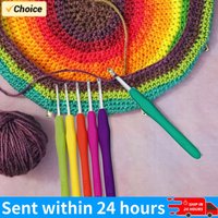 11PCS Colorful Rubber Handle Knitting Needles Kit With Sewing Clips Plastic Needles Staniless Steel Scissors Crochet Hooks Set