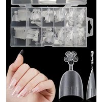 240Pcs Short Oval Nail Tips Half Cover False Nails Gel Nail Tips for Acrylic Fake Nails DIY Press-On Nail Extension