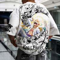 2026 New Men's One Piece Luffy Gear 5 Anime Quick Dry T-Shirt White Streetwear Print Oversized Short Sleeve Sportswear Tees