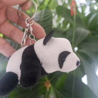 Adorable Panda Plush Keychain Animal for Kids Cute Backpack Accessory with Key Ring Soft Toy Doll Gift