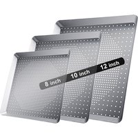 8/10/12inch Nonstick Square Pizza Crisp Pan with Holes Perforated Aluminum Alloy Pizza Oven Tray Bakeware for Oven Baking Pizza