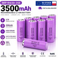 INR18650-35E Celda Li-ion Premium 3,7V 3500mAh Hochwertige 18650 Wiederaufladbare Batterie, Garantierte Reale Kapazität, Stabile Leistung, Überhitzungs-, Überlade- und Kurzschlussschutz für